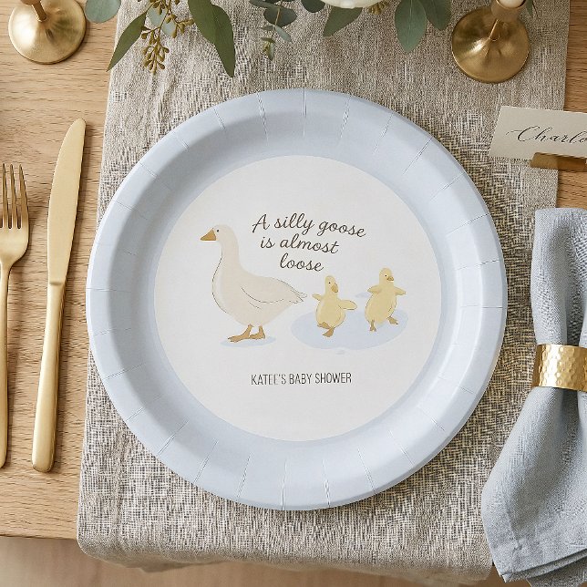 Silly Goose Is Almost Loose Baby Shower Plate (Creator Uploaded)