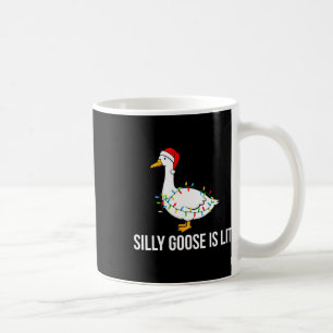 Silly Goose Is Lit Funny Christmas Lights Santa Ha Coffee Mug