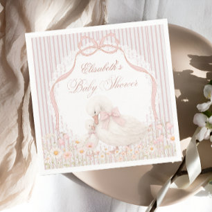 Silly Goose Lace Wildflower Pink Baby Shower Napkins