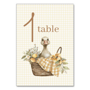Silly Goose Lemon Baby Shower Table Numbers