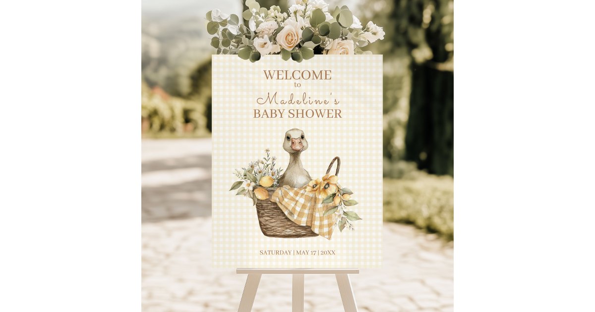 Silly Goose Lemon Baby Shower Welcome Foam Board | Zazzle