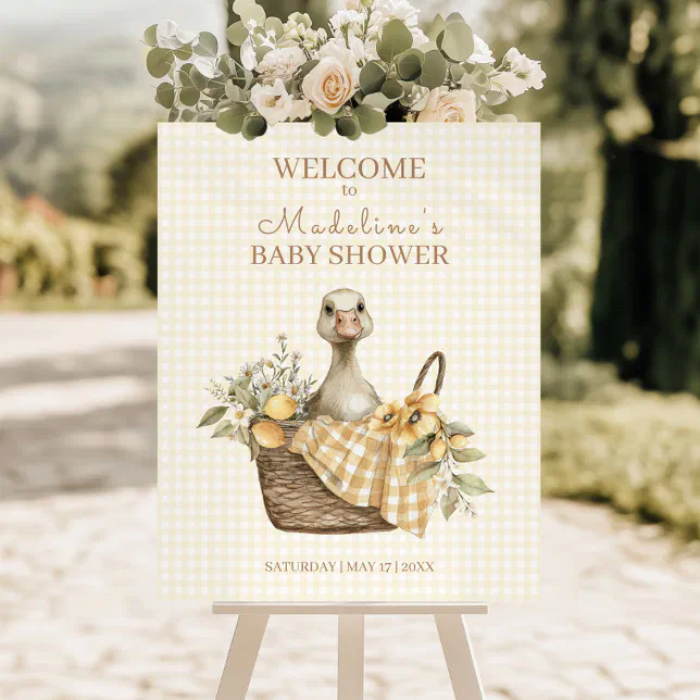 Silly Goose Lemon Baby Shower Welcome Foam Board | Zazzle