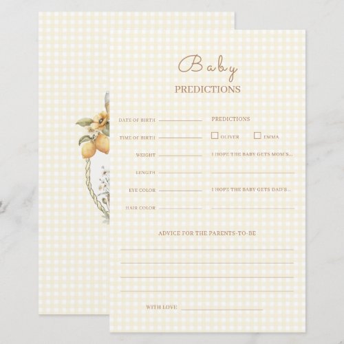 Silly Goose Lemon Shower Predictions Advice Game