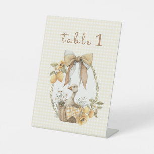 Silly Goose Lemon Watercolor Table Numbers Pedestal Sign