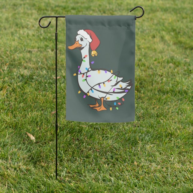 Silly Goose Light Christmas Funny Duck Xmas Lights Garden Flag (In SItu)