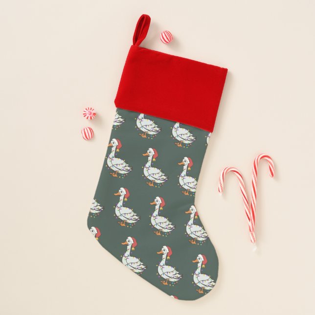 Silly Goose Light Christmas Funny Duck Xmas Lights Stocking (Front)