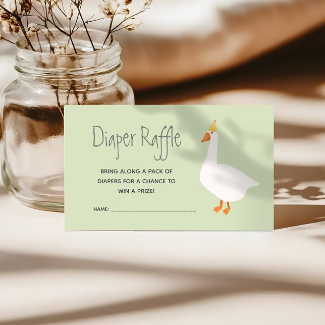 Silly Goose Neutral Green Baby Diaper Raffle Enclosure Card (Creator Uploaded)