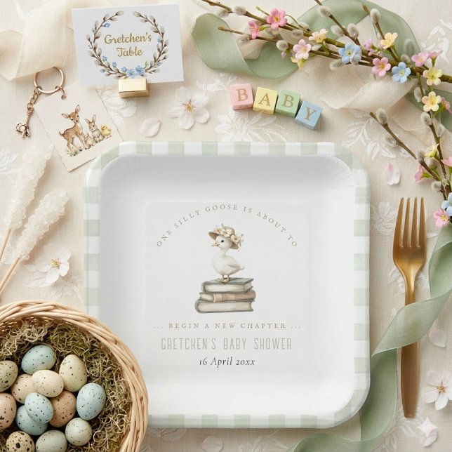 Silly Goose New Chapter Spring Baby Shower  Paper Plates (Silly Goose New Chapter Spring Baby Shower Paper Plates)