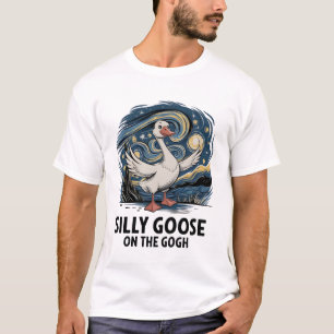 Silly Goose on the Gogh Funny Parody Geese Bird T-Shirt