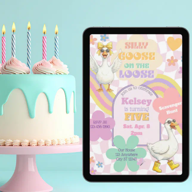 Silly Goose on the Loose Birthday Invitation | Zazzle