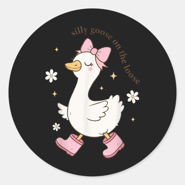 Silly Goose On The Loose  Classic Round Sticker (Front)