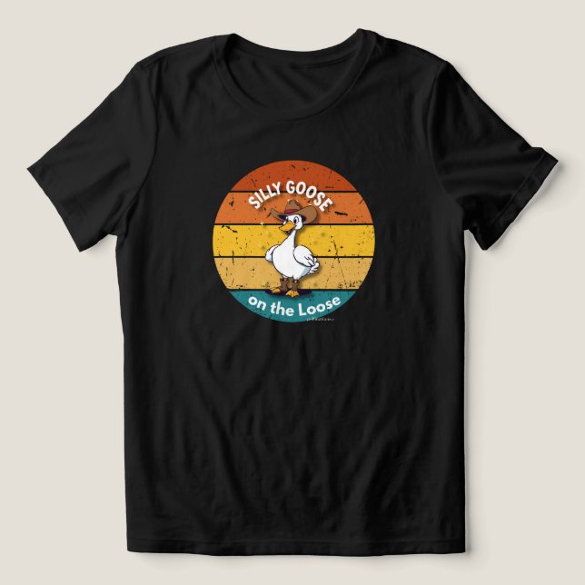 Silly Goose on the Loose – Cowboy Goose Funny West Tri-Blend Shirt (Design Front)