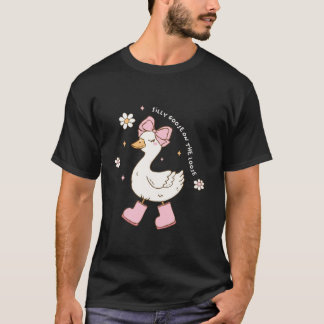 Silly Goose On The Loose Cute Goose Coquette Bow  T-Shirt