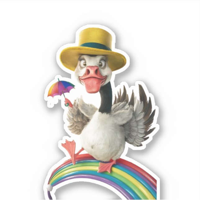 silly goose on the loose drawing, Silly goose Sticker (Front)