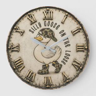 Silly Goose On The Loose Funny Duc Large Clock