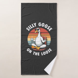 Silly Goose on the Loose Meditation Yoga Retro Bath Towel