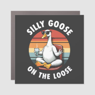 Silly Goose on the Loose Meditation Yoga Retro Car Magnet