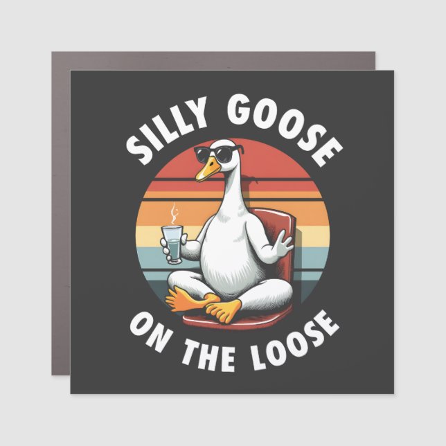 Silly Goose on the Loose Meditation Yoga Retro Car Magnet (Front)