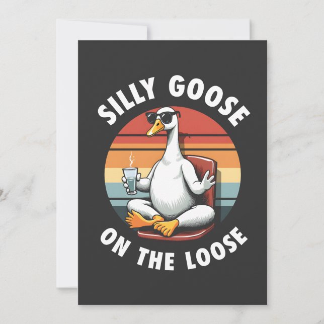 Silly Goose on the Loose Meditation Yoga Retro Invitation (Front)