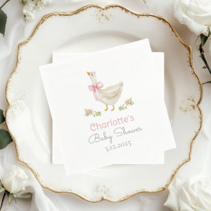 Silly Goose on the loose Pink Bow Baby Shower Napkins