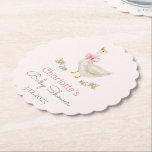 Silly Goose on the loose Pink Bow Baby Shower Paper Coaster<br><div class="desc">Silly Goose on the loose Pink Bow Baby Shower Paper Coaster 
Matching items are available.</div>