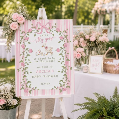 Silly Goose On the Loose Pink Striped Baby Shower  Foam Board