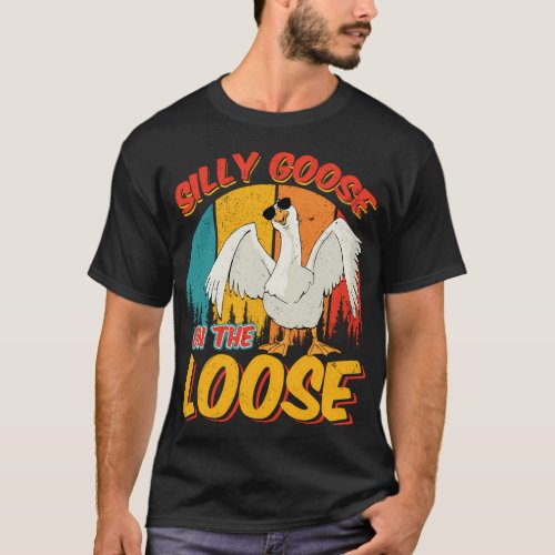 Silly Goose On The Loose Puns Goose Sunglasses T_Shirt