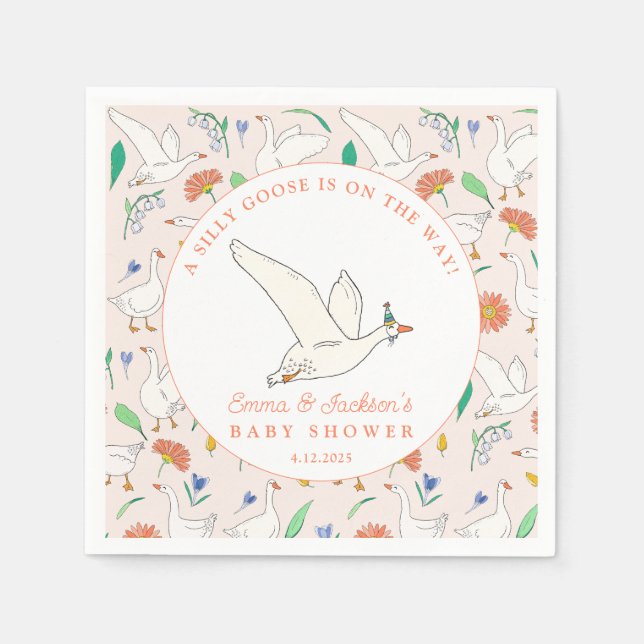 Silly Goose Party Baby Shower Napkins (Front)