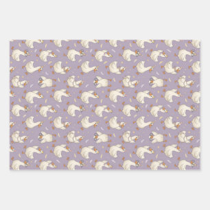 Silly Goose Party – Cartoon Goose Design Wrapping Paper Sheets