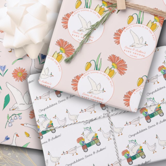 Silly Goose Party Girl Baby Shower Wrapping Paper Sheets (Creator Uploaded)