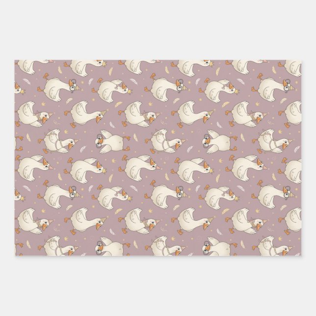 Silly Goose Party – Quirky Birthday Design Wrapping Paper Sheets (Front)