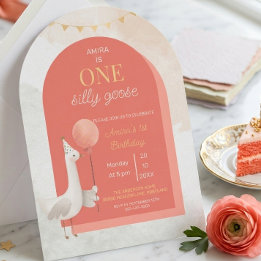 Silly Goose Personalized First Birthday Invitation