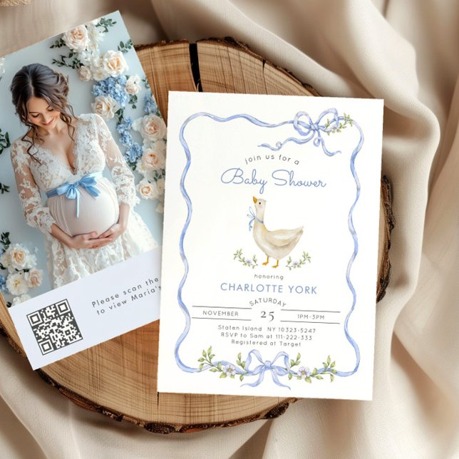 Silly Goose Photo QR code Baby Shower Invitation | Zazzle
