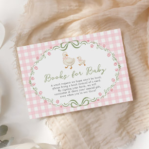 Silly Goose Pink Baby Girl Shower Books For Baby Enclosure Card