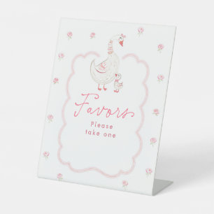 Silly Goose Pink Baby Shower Favors Table Sign
