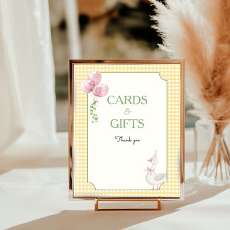 Silly Goose Pink Balloons Gingham Tabletop Sign