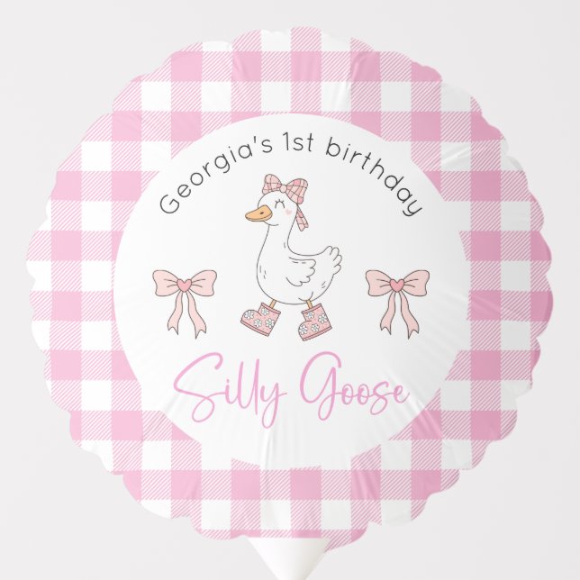 Silly Goose Pink Birthday Balloon (Front)