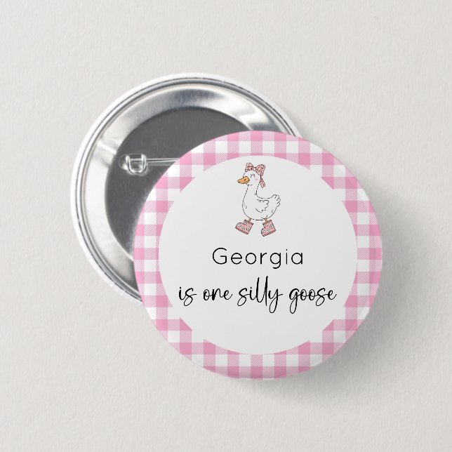 Silly Goose Pink Birthday Button (Front & Back)