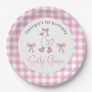 Silly Goose Pink Birthday Paper Plates