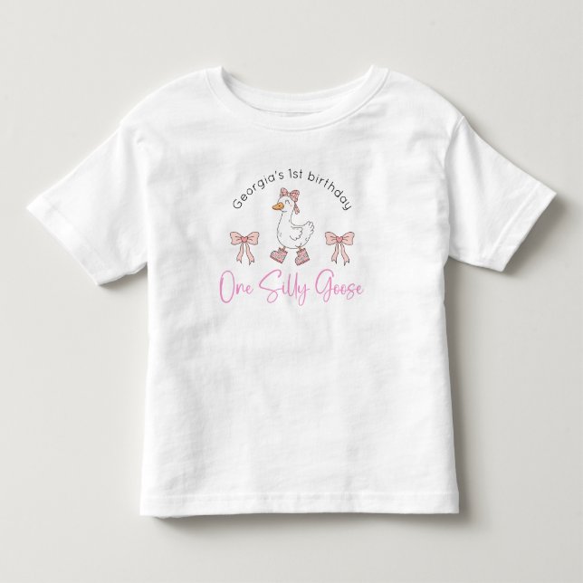 Silly Goose Pink Birthday Toddler T-shirt (Front)