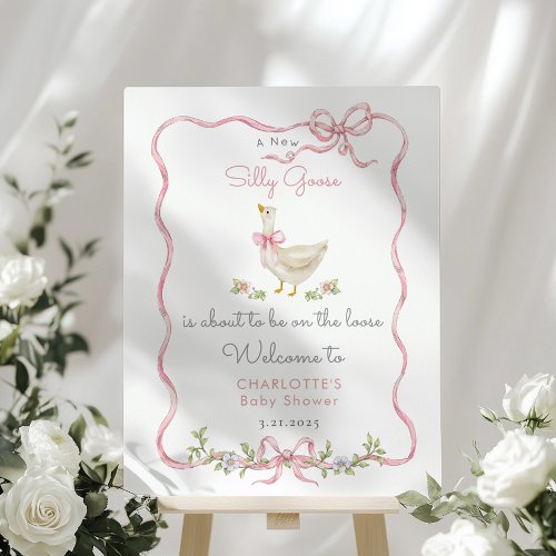 Silly Goose Pink Bow Baby girl Shower Welcome