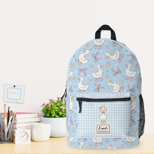  Silly Goose Pink Bow Coquette Custom Script Name  Printed Backpack