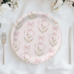 Silly Goose Pink Bow crest Vintage baby shower Paper Plates<br><div class="desc">Silly Goose Pink Bow crest Vintage baby shower Paper Plates
Matching items are available.</div>