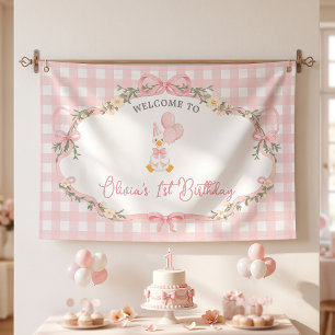 Silly Goose Pink Bow Girl Birthday Banner