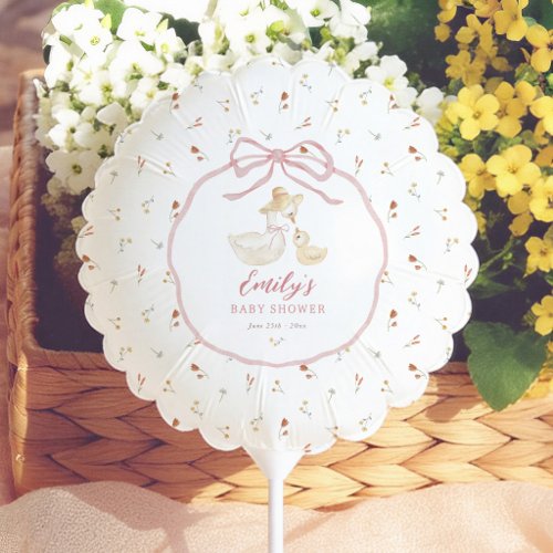 Silly Goose Pink Bow Wildflower Baby Shower Balloon