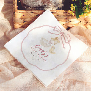 Silly Goose Pink Bow Wildflower Baby Shower Napkins