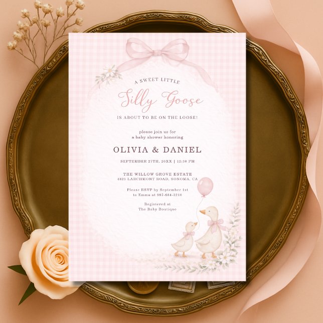 Silly Goose Pink Couples Baby Shower Invitation (Creator Uploaded)