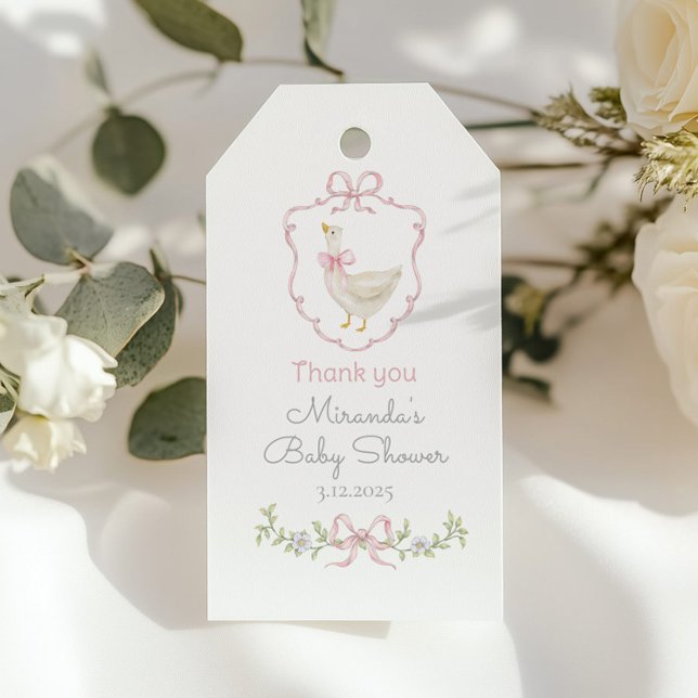Silly Goose Pink creat Baby shower Thank you Gift Tags (Creator Uploaded)