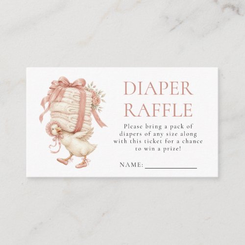 Silly Goose Pink Diaper Raffle Baby Shower Enclosure Card