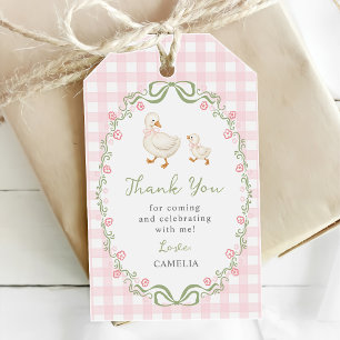 Silly Goose Pink Floral Baby Shower Gift Tags